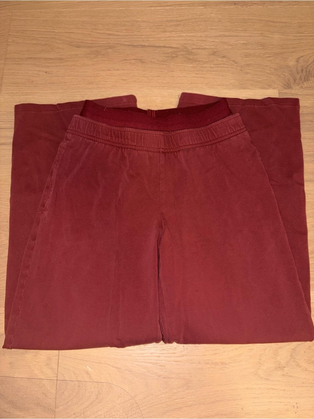 Aritzia Maroon Wide-Leg Pull-On Track Pants